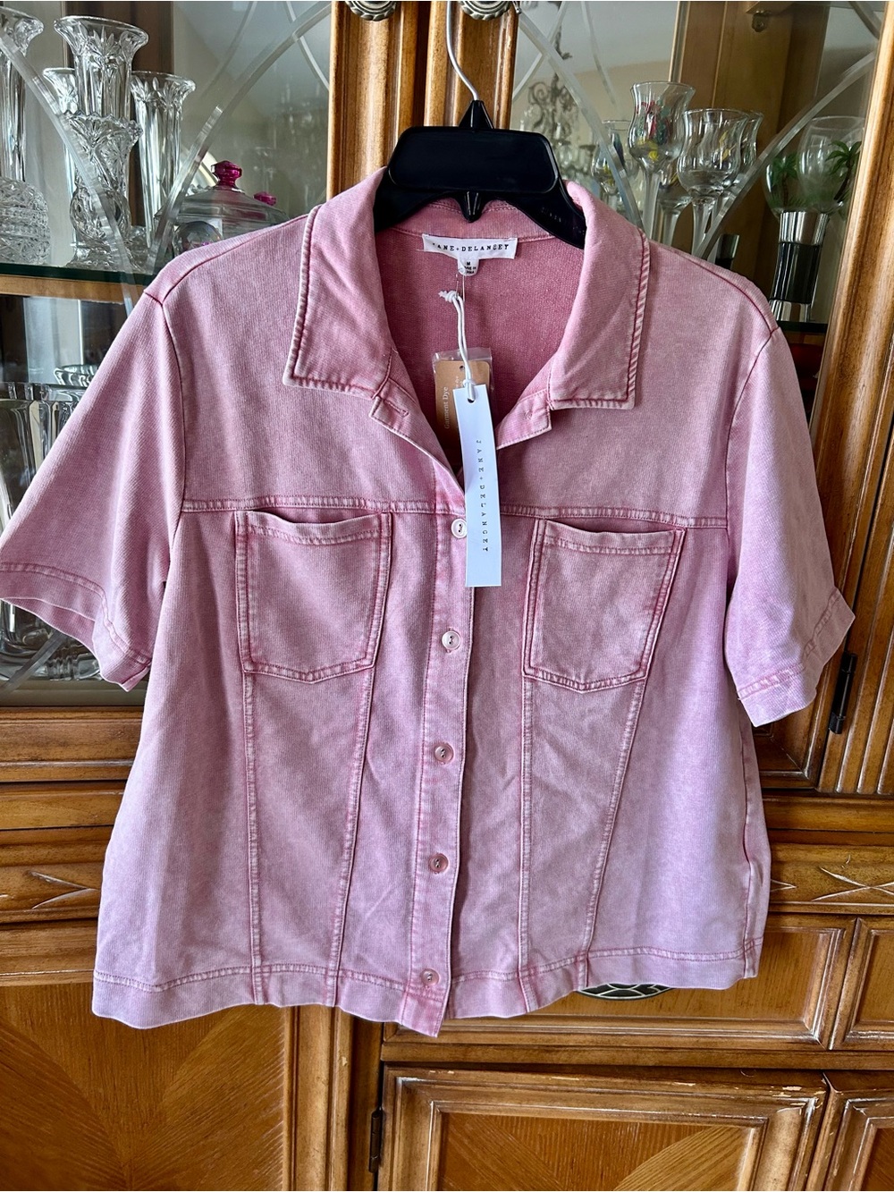 Jane and Delancey Pink Short-Sleeve Button-Down Shirt